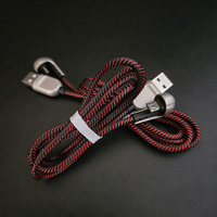 Kabel USB mikro Android V8 game mobile, kabel USB mikro kepang nilon bentuk U desain siku dan game