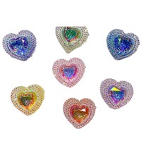 Moda colorata brillante cuore di zucchero Cabochon in resina a fondo piatto per il giorno di san valentino decorazione del telefono