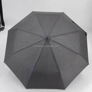 Fabricant de parapluies en gros – Parapluie pliant trois volets de 21 pouces à ouverture entièrement automatique, cadre métallique noir, promotion publicitaire - Product Image 2