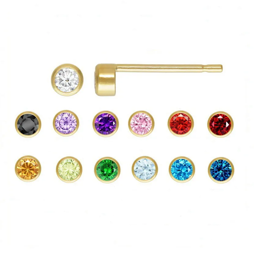 Mini boucles d'oreilles en Zircon 14K, bijoux en or, Mini clous, pendants, Boho