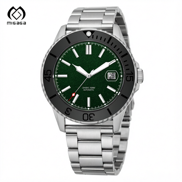 Migaga NH35 Movement 300M Waterproof Sports Mechanical Watch OEM C3 Super-Luminous Stainless Steel Custom Automatic Diver Watch