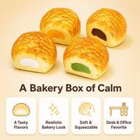 Lot de 4 balles anti-stress en forme de pâtisserie, croquelin réaliste, doux et compressible, en forme de chouette en crème, pour bureau