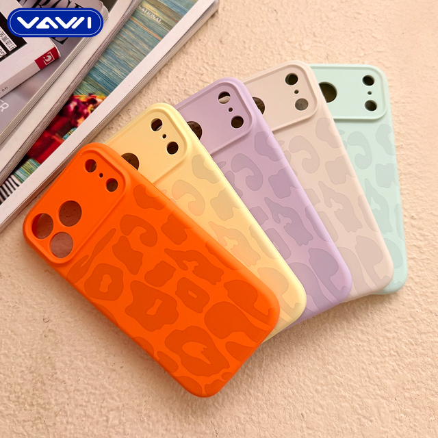 VAWI S089 Exclusive Design Leopard Print Liquid Silicone Phone case for iPhone 16 17 Pro Max Shockproof Silicone Magnetic case