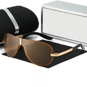 نظارة شمسية كلاسيكية من قطعة واحدة بدون إطار تصميم أنيق وعتيق للرجال في الرياضة والقيادة بالنظارات الشمسية المستقطبة للحماية من الأشعة فوق البنفسجية