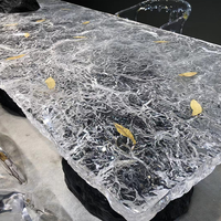 Table de luxe en résine de cristal transparente à effet vague d'eau, table haute Casa