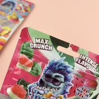 Sachets en plastique à fenêtre transparente avec fermeture éclair refermable et trou euro, pour bonbons en forme de tranches de pastèque et anneaux de pêche, au design élégant
