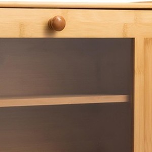 Boîte à pain en bambou à double couche avec porte en acrylique, rangement de cuisine de bureau pour le pain et les aliments - Product Image 2