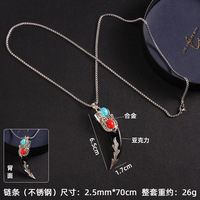 Collier Statement avec Pendentif Courbé Inspiré d'un Corne, Noir, Tonalité Argent, Bijou Tendance, Accessoires Personnalisés en Gros, Cadeau pour Homme