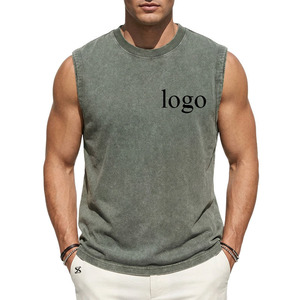 Men Custom Vintage <b>Distressed</b> Streetwear Heavyweight Vest 100% Cotton Breathable Fashion Sleeveless Oversized Acid Wash Tank <b>Top</b> - Product Image 2