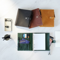 Couverture de carnet en cuir véritable avec logo personnalisé, en cuir Crazy Horse, rechargeable, format A5, en cuir de vachette, pour carnet de voyage