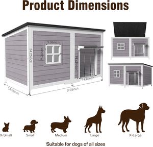 Casa para Perros Grandes con Techo Resistente a la Intemperie para Uso en Exteriores, Fácil de Instalar y Limpiar, Anti-Mordidas, para Perros Pequeños, Medianos y Grandes - Product Image 6