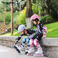 Patins à roulettes pour enfants Flying Eagle Nadia, chaussures fantaisie pour débutants, patins à fleurs plats pour garçons et filles, taille réglable en cinq tailles