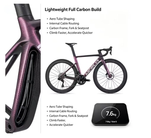Bicicleta de <span class=keywords><strong>Carretera</strong></span> de <span class=keywords><strong>Carbono</strong></span> Original Completa, Suspensión Total, Manillar de <span class=keywords><strong>Carbono</strong></span> Integrado, Sillín de <span class=keywords><strong>Carbono</strong></span> Impreso en 3D, Grupo Shimano, Deportiva - Product Image 3