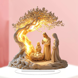 KOMI Figurine de la Sainte Famille de 7,9 pouces, Décoration de bureau, Arbre de Vie de la Nativité, Jésus Nouveau-né, Artisanat de table, Cadeau MC25090514 KOMI 7,9 pouces H - Product Image 5