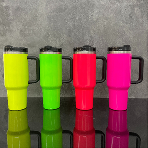 Nouveau Gobelet de Voyage d'Extérieur Populaire pour Sublimation, Vierge, Effet Néon, 40Oz 30Oz, Couleurs Vives Fluorescentes Vert Rouge Rose Vif - Product Image 1