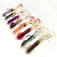 Leurre souple en PVC écologique Bionic Squid 27.5/20/17.5cm avec lumière nocturne et hameçon plombé pour la pêche au poulpe en eau salée, en mer et en bateau