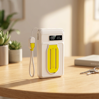 Batterie externe haute capacité en plastique 10000 mAh avec câble, support de téléphone, lumière RGB, charge rapide sans fil 15W PD 22.5W, transparente