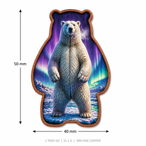 Barra de Cobre Fino de 1oz .999, con Forma de Oso Polar, Troquelada, Impresa a Todo Color con UV, Coleccionable, Regalo de Vida Silvestre - Product Image 2