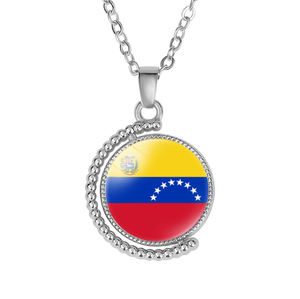 Collar con Colgante Giratorio de Doble Cara con la Bandera de Guayana Francesa <span class=keywords><strong>y</strong></span> Piedras Preciosas, Venta al por Mayor - Product Image 3