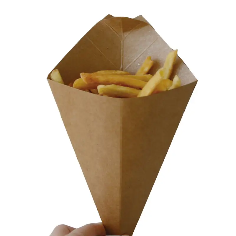 ללא פי דפוס קראפט נייר קונוס עבור צרפתית ומזון נפוץ שימוש עבור מזון אריזה קטן גודל