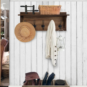 Perchero <span class=keywords><strong>de</strong></span> pared <span class=keywords><strong>de</strong></span> madera maciza marrón rústico barato con estante 5 ganchos percha correa <span class=keywords><strong>de</strong></span> perro <span class=keywords><strong>para</strong></span> cocina entrada <span class=keywords><strong>Baño</strong></span> - Product Image 3