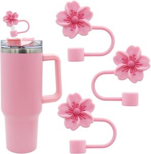 Flower Silicone Straw Topper for <b>Cup</b> Dust-Proof Reusable 10mm 0.4in Tips Lids Multi-Design - Product Image 1