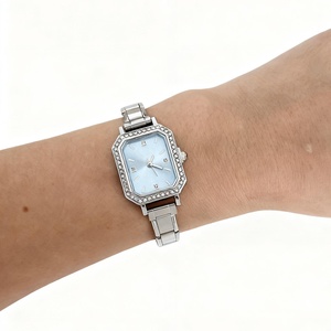 Montre élégante carrée pour femme avec bracelet en acier inoxydable personnalisable, module de bracelet DIY, bracelet à maillons italiens - Product Image 6