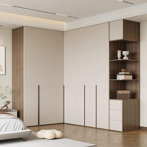 Custom Enf Diseño Moderno <span class=keywords><strong>de</strong></span> Madera Maciza en Forma <span class=keywords><strong>de</strong></span> L Walk-In <span class=keywords><strong>Closet</strong></span> One Door Corner Armario para Dormitorio Principal Independiente para Comedor - Product Image 2