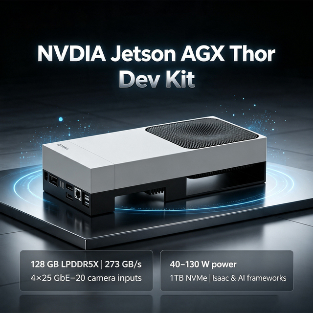 NVIDIA Jetson AGX Thor Developer Kit 2000TOPS AI Supercomputer for Autonomous Robots and Edge AI