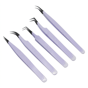 Pinzas Profesionales de Acero Inoxidable para Extensión de Pestañas, Tipo L de 90 Grados, Punta de 45 Grados, Recubrimiento de Color, Antimagnéticas, Logotipo Personalizado - Product Image 1