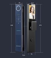 Serrure de porte intelligente biométrique NFC à reconnaissance veineuse de la paume en alliage d'aluminium, avec caméra, pour portes en verre et en bois, application Tuya, fabricant chinois 2025