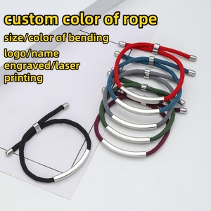 Bracelet en acier inoxydable tressé personnalisé avec logo et nom gravé, couleurs variées, unisexe, tendance, pour cadeau personnel, vente en gros - Product Image 2