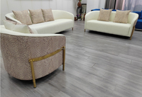 Canapé Chesterfield haut de gamme de luxe imprimé velours avec acier inoxydable pour salon hôtel familial villa pour appartement