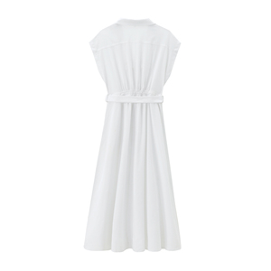QSY 2 colori tinta unita colletto intagliato <span class=keywords><strong>B</strong></span> Ttons <span class=keywords><strong>P</strong></span> fascia senza maniche Cas Al Fashion abito lungo da donna - Product Image 3