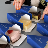 Nouvelles boîtes personnalisées imprimées pour tranches de gâteau, écologiques, avec insert en papier extractible pour la base du gâteau