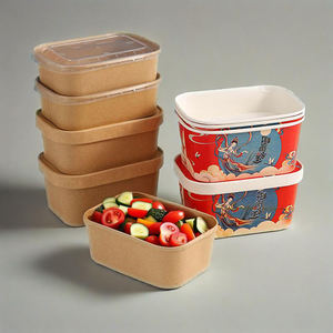 Bol à salade jetable en papier kraft à prix abordable, forme carrée, avec couvercle, idéal pour les salades Poke - Product Image 5