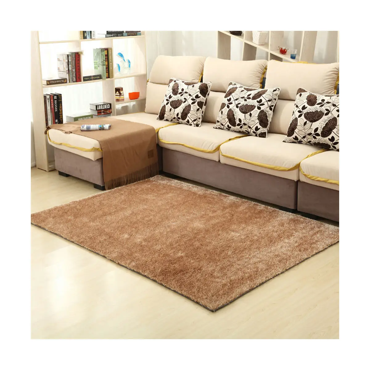 Custom korea silk polyester shaggy rugs made in china carpet factory with cheap price