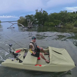 Bote <span class=keywords><strong>de</strong></span> Pesca Inflable con Fondo <span class=keywords><strong>de</strong></span> Doble Capa para Pesca en Aguas Poco Profundas y Pantanos, Costuras Reforzadas, para Pescadores <span class=keywords><strong>de</strong></span> Agua Dulce - Product Image 5