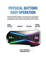 Casque de moto avec interphone X9 Pro, portée de 1000 m, communication audio sans fil 6.0, casque pour la conduite