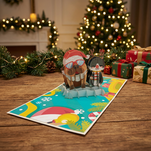 Carte de vœux de Noël pour chien et chat, vente en gros, découpe au laser, faite à la main, design Kirigami, papier de haute qualité, carte 3D, Viet-Craft - Product Image 4