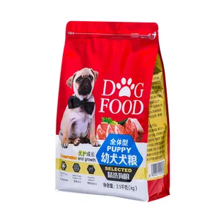 Foglio di alluminio riutilizzabile personalizzato Stand Up sacchetto a fondo piatto sacchetto di imballaggio per alimenti per gatti per cani da compagnia