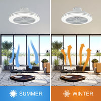 Ventilador de Techo LED Moderno sin Aspas de 20 Pulgadas y 20W con Control Remoto Inteligente de Perfil Bajo para Dormitorio y Sala de Estar