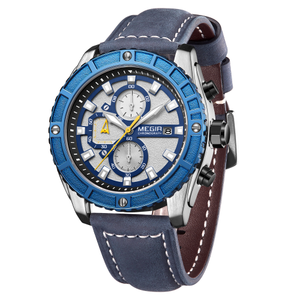 <span class=keywords><strong>MEGIR</strong></span> 2119G Tendance Haute Qualité Nouveau Design Logo Personnalisé <span class=keywords><strong>Prix</strong></span> Bas En Vente Multifonction Hommes Montres À Quartz Bracelet En Cuir Véritable - Product Image 6