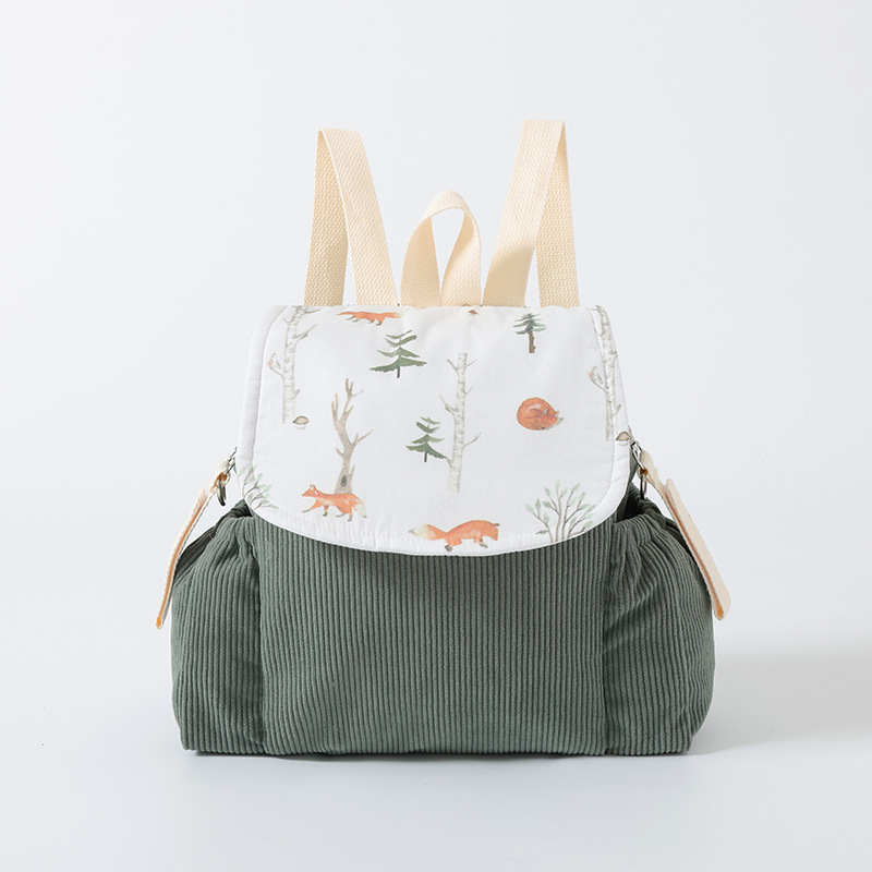 Army green-babys double-shoulder corduroy