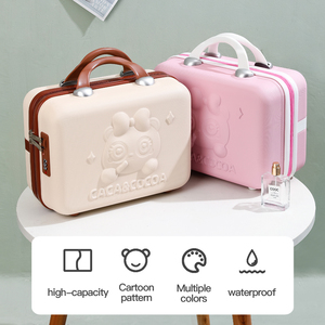 Borse da viaggio per il trucco personalizzabili bellissimo orso con gli addominali per la vendita calda <span class=keywords><strong>della</strong></span> ragazza 14 pollici di plastica alla moda borsa scatola di immagazzinaggio a strisce - Product Image 4
