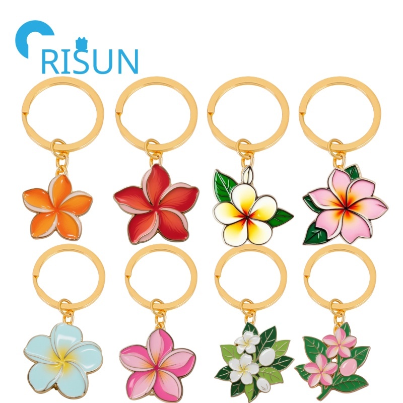 Custom Plumeria Flower Keychain - Tropical Hawaiian Charm