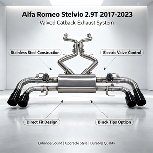 Sistema de Escape Valvetronic Personalizado para Alfa Romeo <span class=keywords><strong>Stelvio</strong></span> 2.9T 2017-2023, Tubos de Escape Catback con Silenciador y Controlador de Válvula - Product Image 1