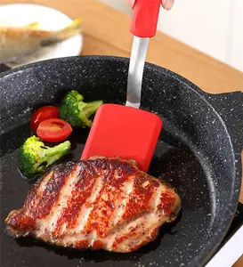 P1461 Non-Stick Silicone Spatula Steak Frying Spatula With Stainless Steel Cooking Kitchen Utensils For Egg Pancake