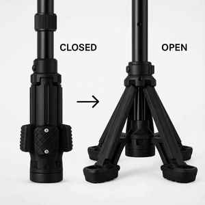 Bastón Telescópico Cleye Negro de Cuatro Patas Ajustable, Ayuda de Movilidad para Personas Mayores, Soporte de Mano para Caminar - Product Image 3