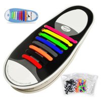 Diverses couleurs paresseux élastique en silicone sans cravate lacets en caoutchouc en forme de T sans lacets 16 pièces/ensemble emballage en poly-sac